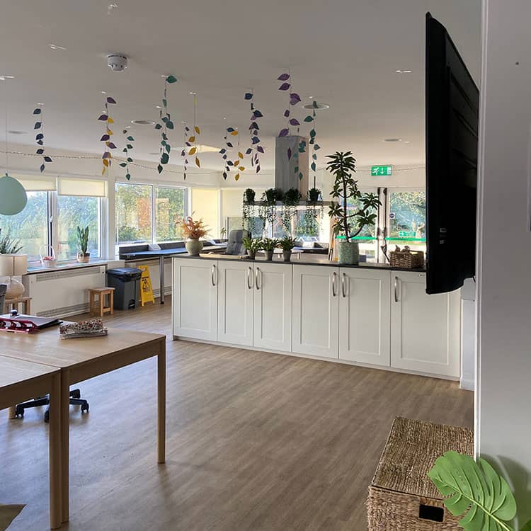 Adult care home kitchen and dining area
